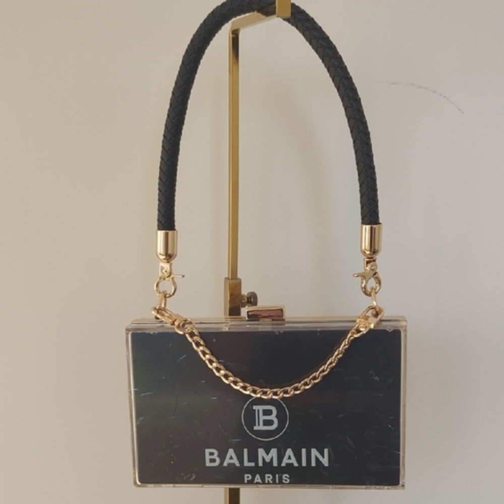 Balmain Paper Shopping Bag Upcycled Novelty Box Clutch Bag